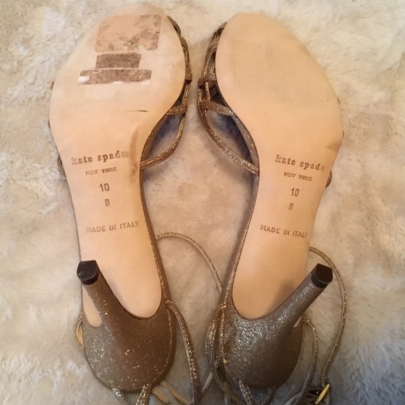 Kate Spade Gold Metallic Ankle Strap Heels - 10 - Picture 8 of 10